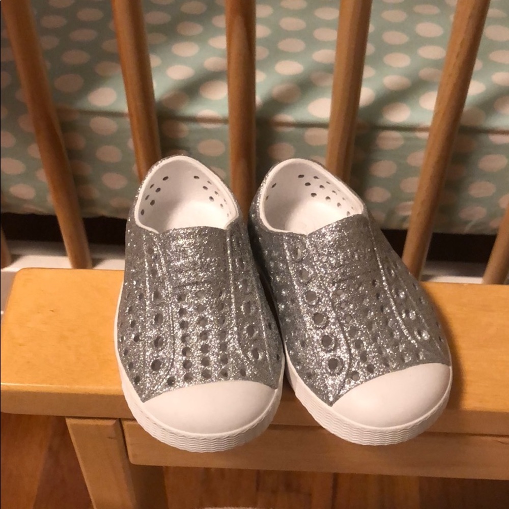 Silver sparkle toddler Native shoes